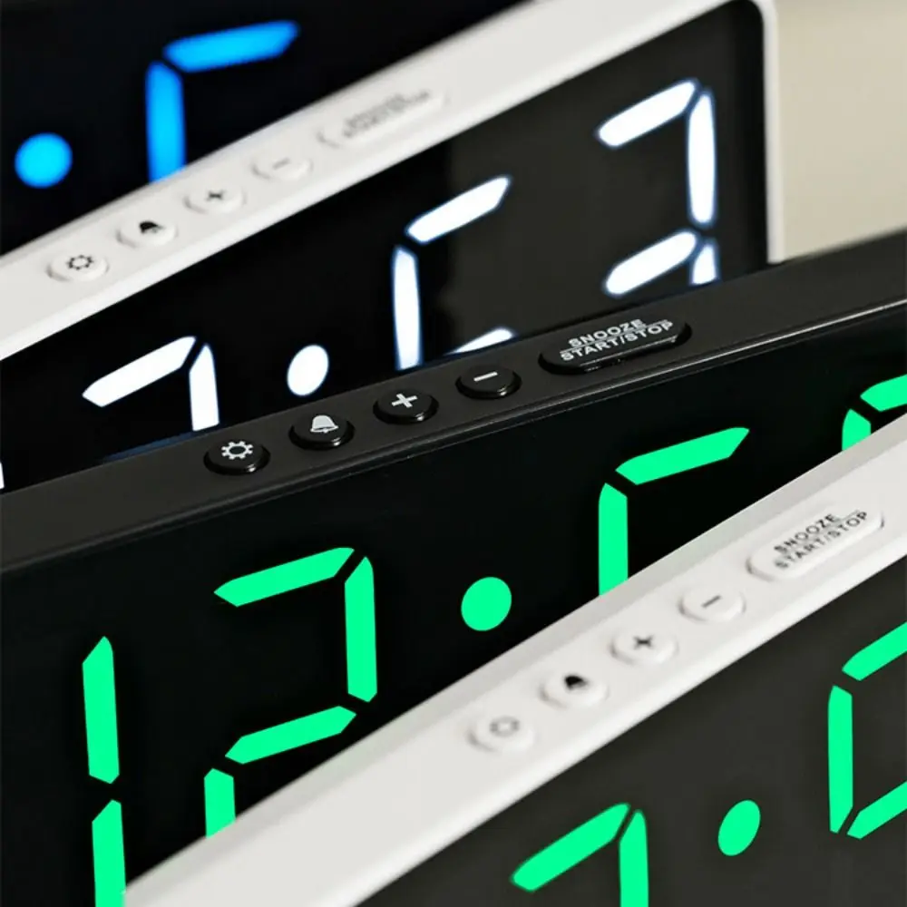 Wall-mounted Electronic Wall Clock Temperature Date Digital LED Clocks Calendar Voice Control Display Table Clock for Bedroom