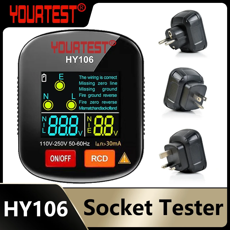 YOURTEST Socket Tester Voltage Test Digital Outlet Socket Detecter EU/UK/US Smart Voltage Detector Multi-function Electroscope