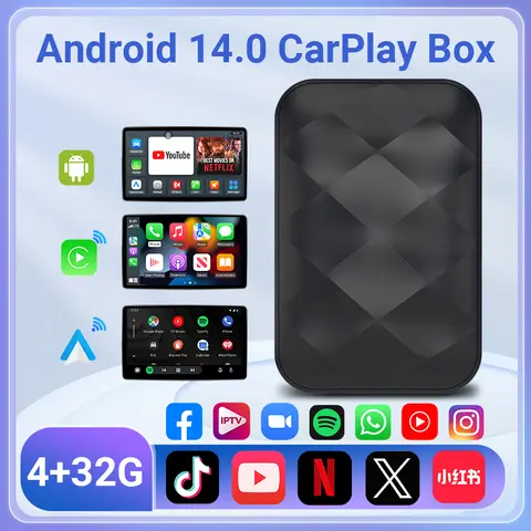 Acodo 2026 Android 14 3In1 CarPlay Ai Box Wireless Android Auto USB Adapter For Youtube Netflix Universal TV Box Plug And Play