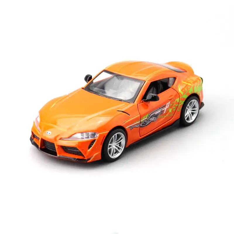 

1:31 Toyota GR Supra Diecast Metal Toy Car Miniature Model Racing Pull Back Doors Openable Sound & Light Collection Gift for Boy