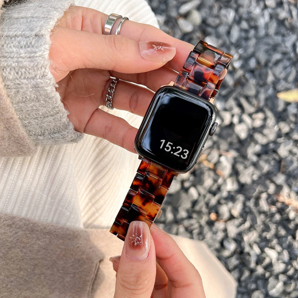 Pasek z żywicy do Apple Watch Band 42mm 44mm 46mm 38mm 40mm 41mm 45mm Correa Wristband Replace IWatch Serie 10 9 8 7 6 Ultra 2 SE