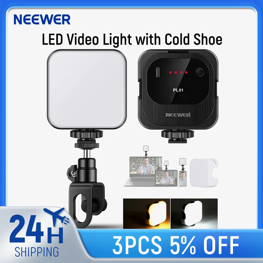 Neewer Ultra Bright Mini LED Video Light 49 Dimmable High Power LED Panel Video Light Compatible with Iphone 15 Pro Max Computer