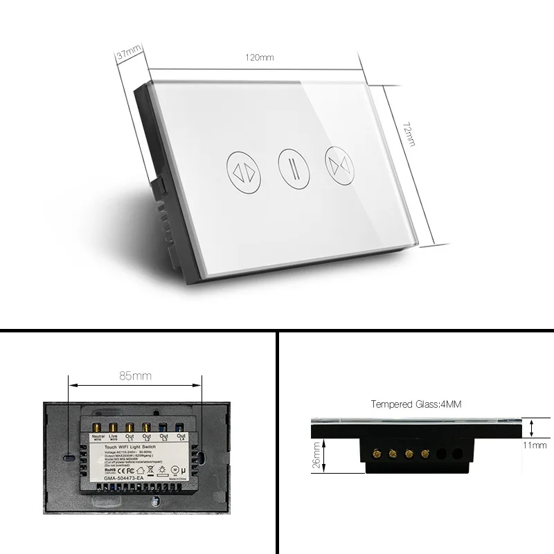 US Tuya – interrupteur WiFi pour maison intelligente, panneau en verre moderne, contrôleur tactile intelligent Alexa, rideau de sécurité, interrupteur mural pour produits de maison intelligente
