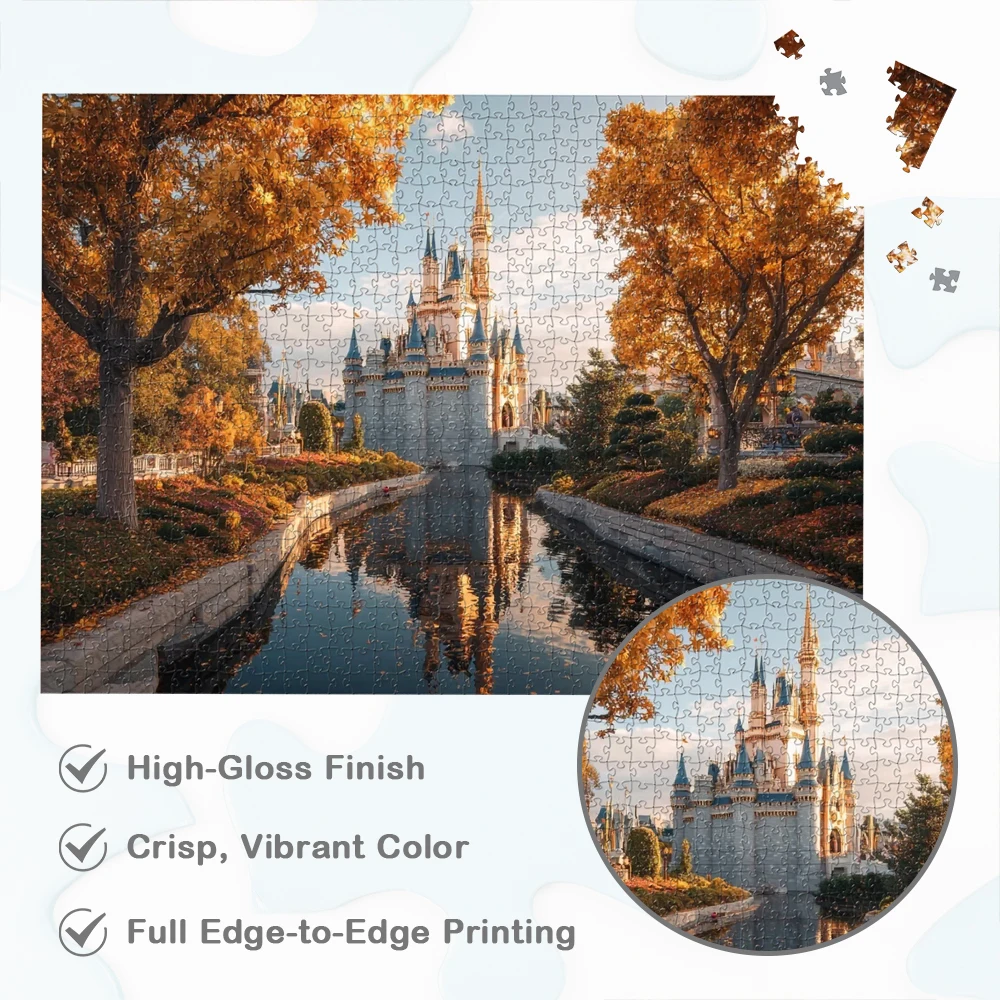 신데렐라의 성 디즈니 퍼즐 가을의 아름다움 나무 퍼즐 황금 나무와 부드러운 빛 재미있는 가족 게임 (어린이 및 성인용)