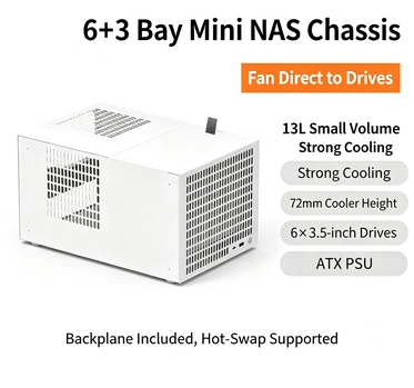 6‑Bay NAS Chassis, Support ATX Power Supply & Full‑Height PCIE Slot DIY Home Network Storage Server Case