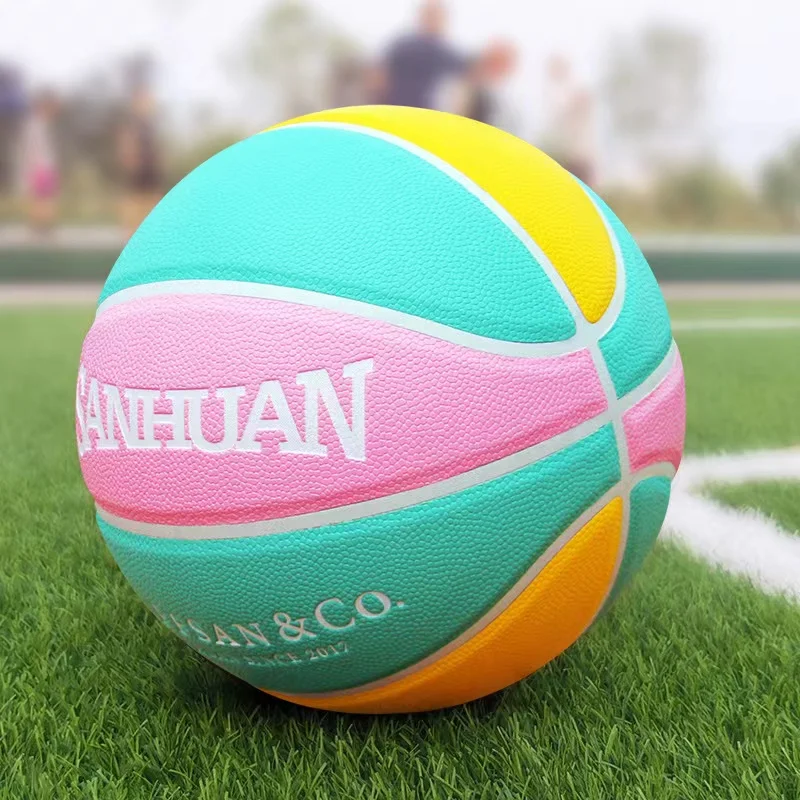 Pelota de baloncesto azul para niños y adultos, pelota duradera de PU, competición de entrenamiento, tamaño 5, 6 y 7