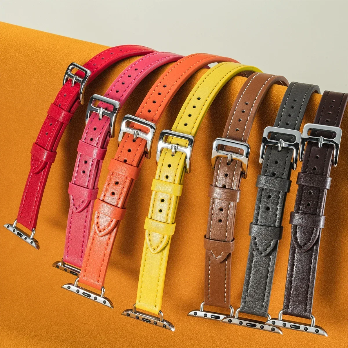 Lederarmband für Apple iWatch Serie 11 10 9 8 7 6 5 4 3 SE Ultra 2 Band 38/40/41/42/44/45/46/49 mm Doppelschlaufen-Armband
