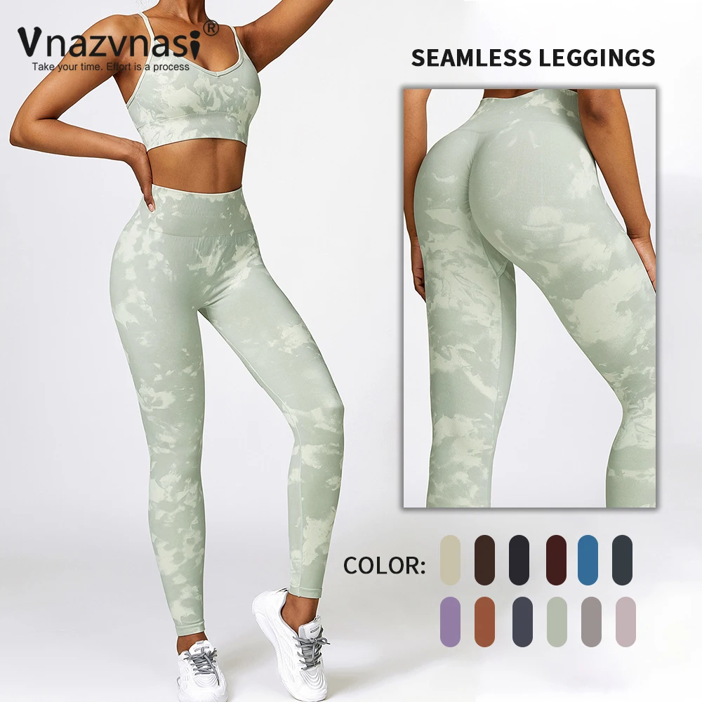 Vnazvnasi Seamless Prints Yoga Pants High Waist Sports Leggings for Fitness Push Up Tights for Woman Workout Clothes Sportswear