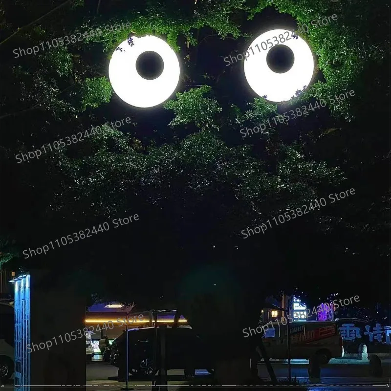 Outdoor luminous tree light landscape light big eyes rotating dynamic elf door head decoration
