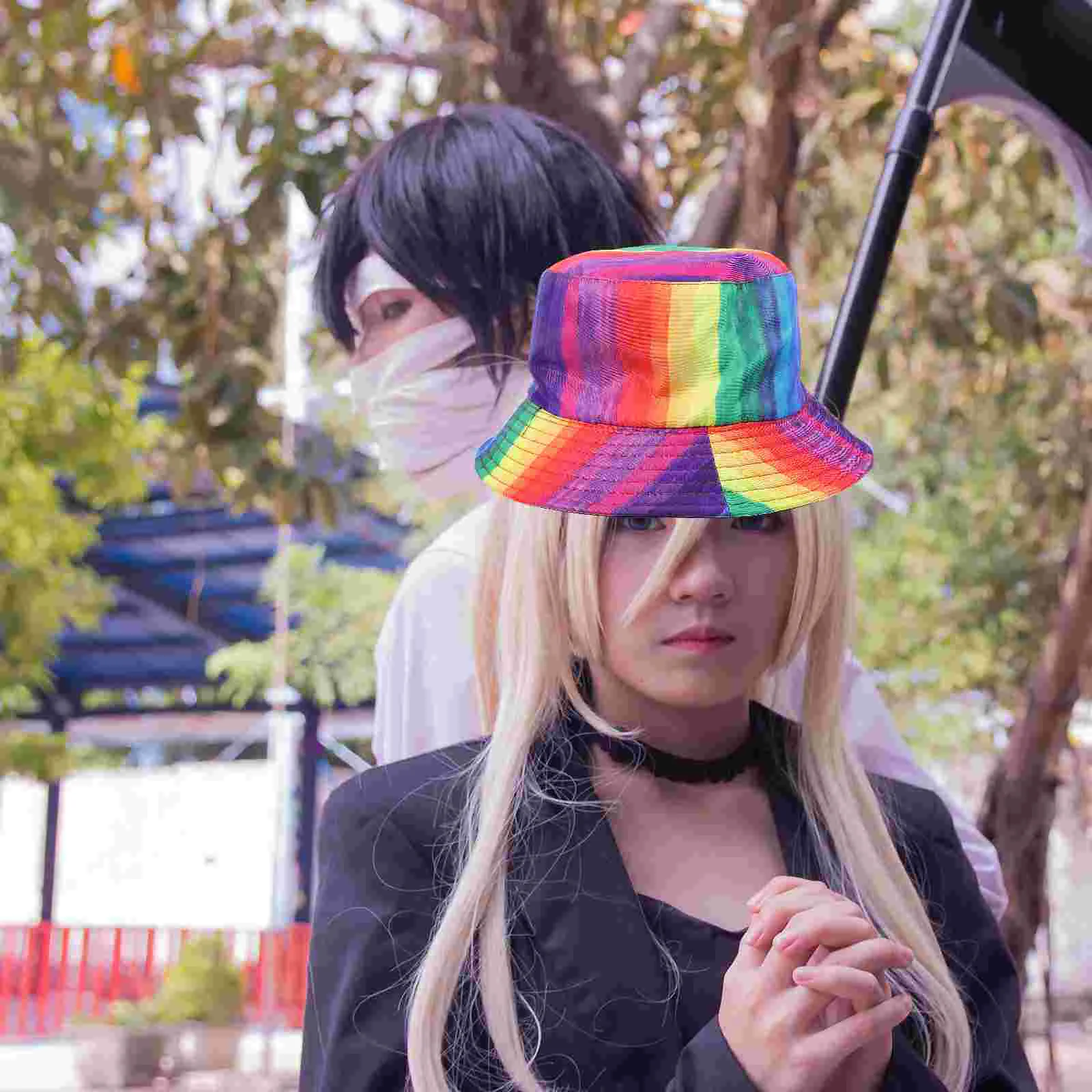 

Rainbow Bucket Hat Cosplay Party for Homosexuals Stage Pride Parade Supply Shade