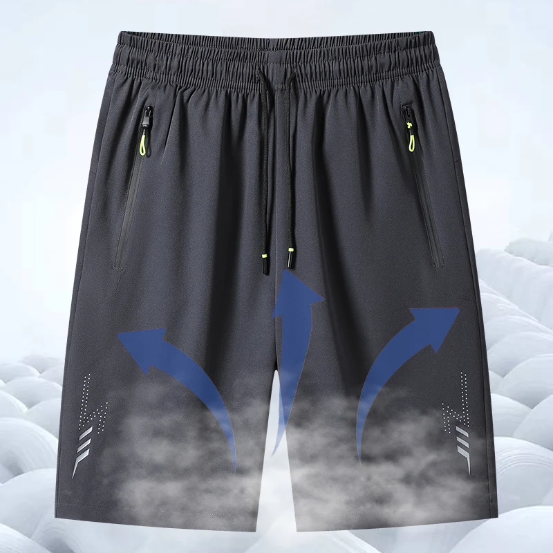 Summer Men's Shorts Cool Sportswear Running Sport Shorts Casual Bottoms Gym Fitness Training Jogging Short Pants Men Black Gray
