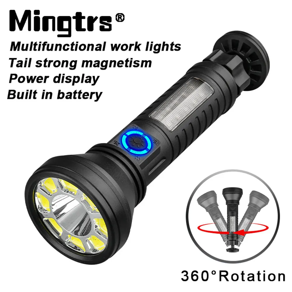 Przenośna latarka LED XTE + COB magnes Mini lampa robocza wodoodporna latarka USB akumulator Camping piesze wycieczki latarka robocza