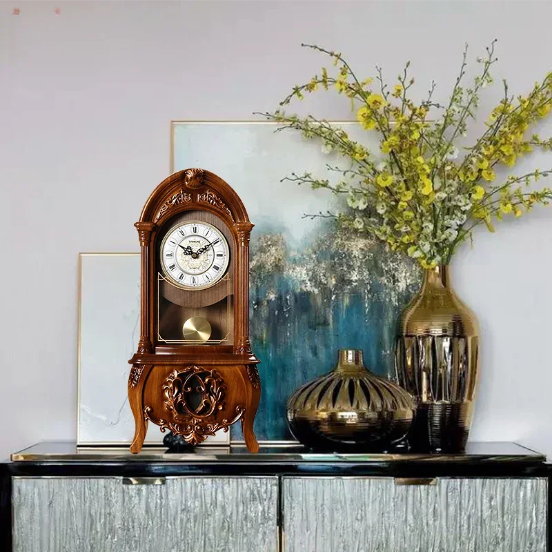 Old-Fashioned Clock Creative Time Reporting Luxury Living Room Retro Domestic Antique Desktop Clock Mute