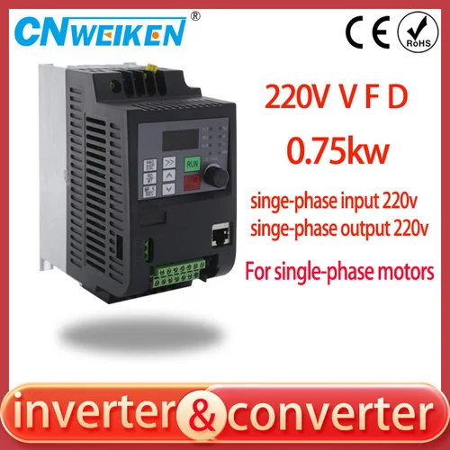 Imagen 1 del producto Convertidor de frecuencia Variable Mini VFD, 220V, 0,75 kW, 1HP, para condensador monofásico, inversor de frecuencia de Control de velocidad del motor