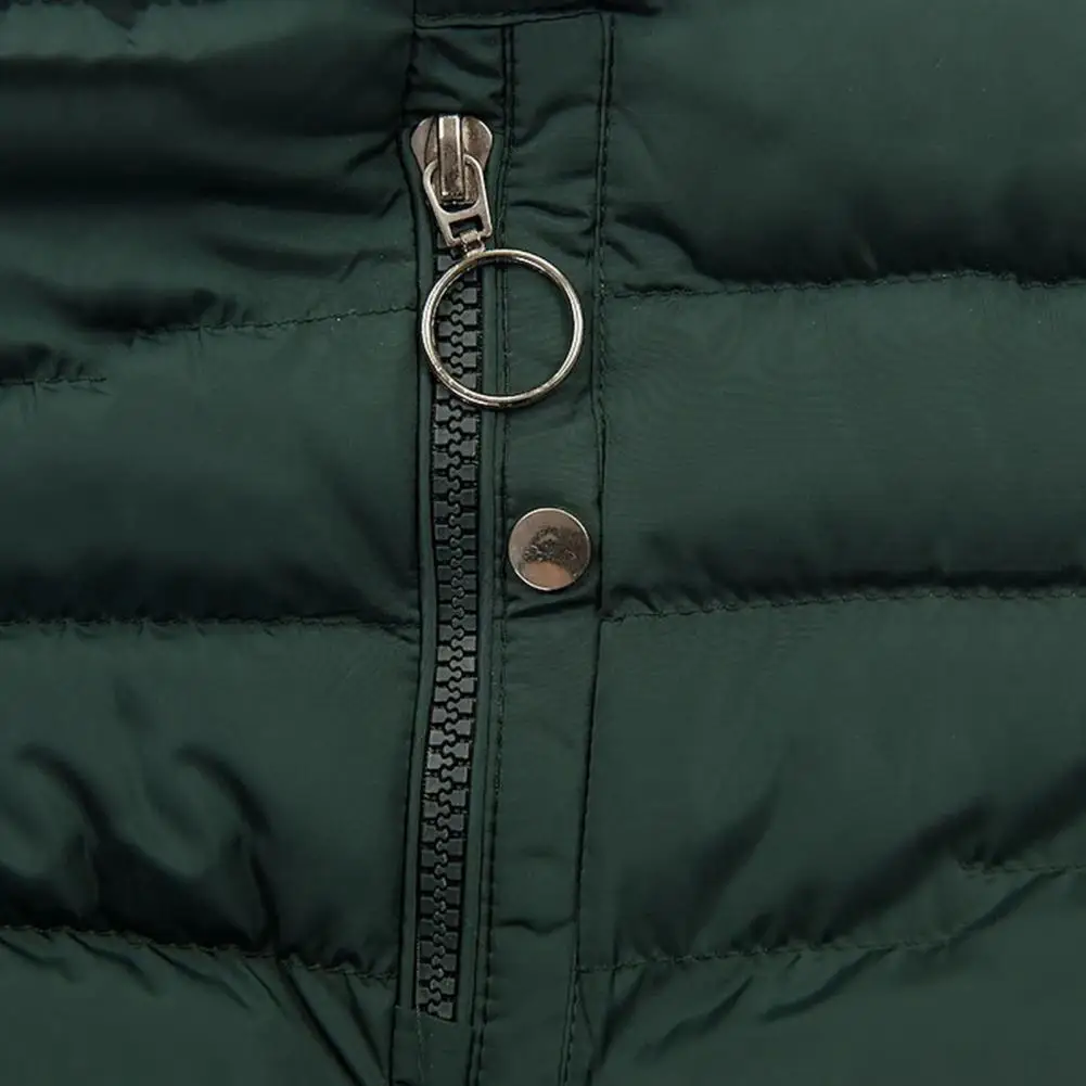 

Women Winter Jacket Padded Plus Size With Plush Lining Padded Zipper Closure Mid Length Hooded Outerwear Windproof Down Coat