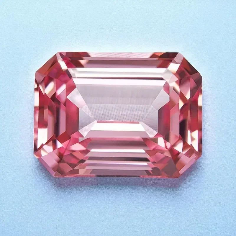 

L-Lab Grown Padparadscha Emerald Cut Red Lotus Color Loose Gemstone For Ring Necklace Earrings Main Materials Certificate