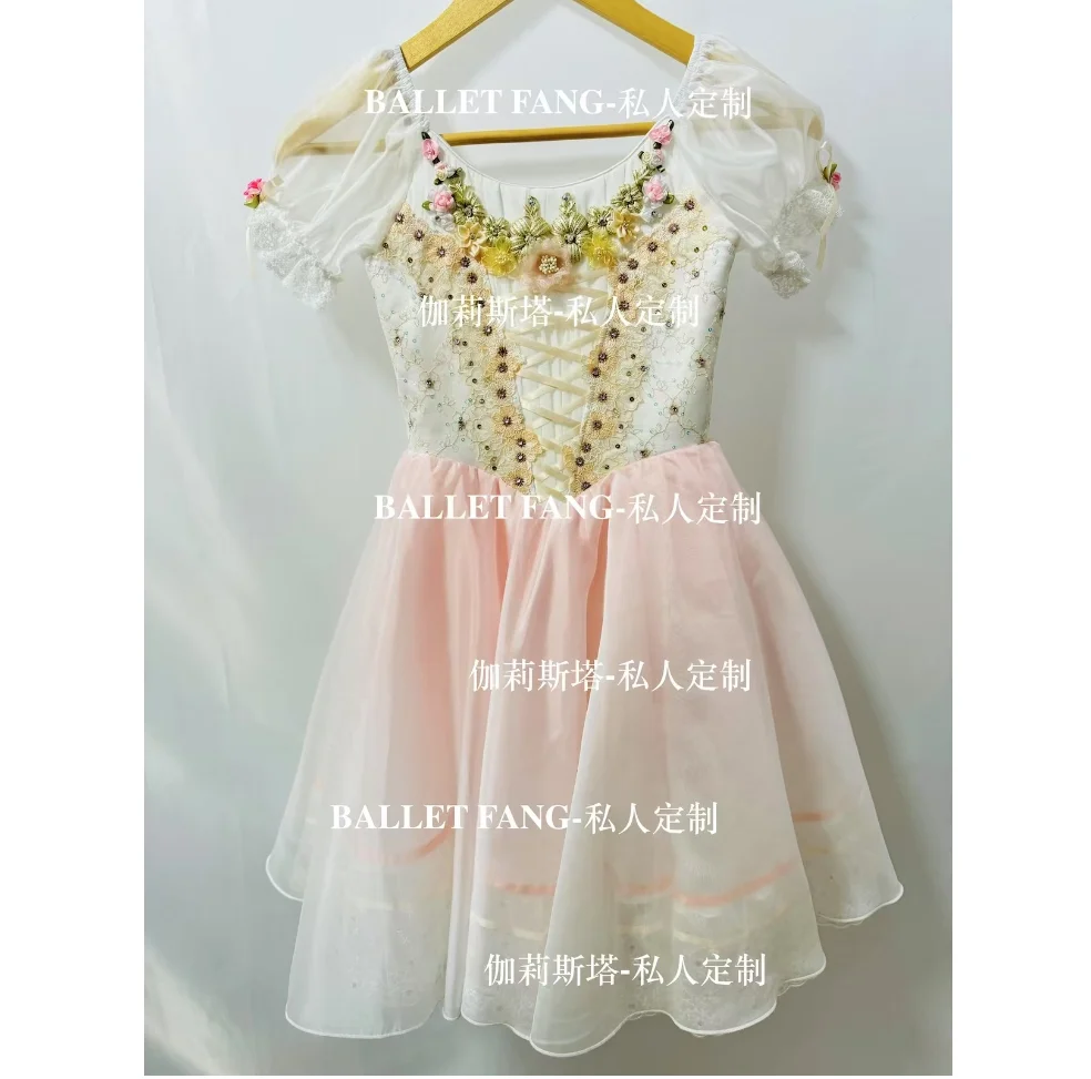 

2025 New can not be locked daughter tutu private custom pink gradient color gold flower embroidery flash drill long gauze dress