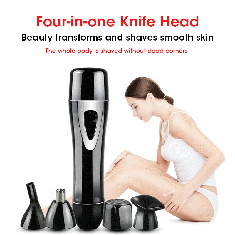 USB Rechargeable Protable Trimmer Hair Remover for Women Body Facial Eyebrow Razor 4 in 1 Mini Skin Epilator Trimmer