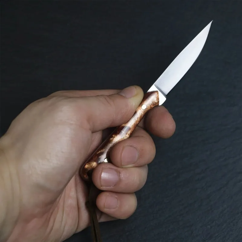 Cuchillo táctico de acero inoxidable, hoja fija, mango de resina, cuchillo de caza de frutas para acampar, supervivencia, autodefensa al aire libre, cocina múltiple