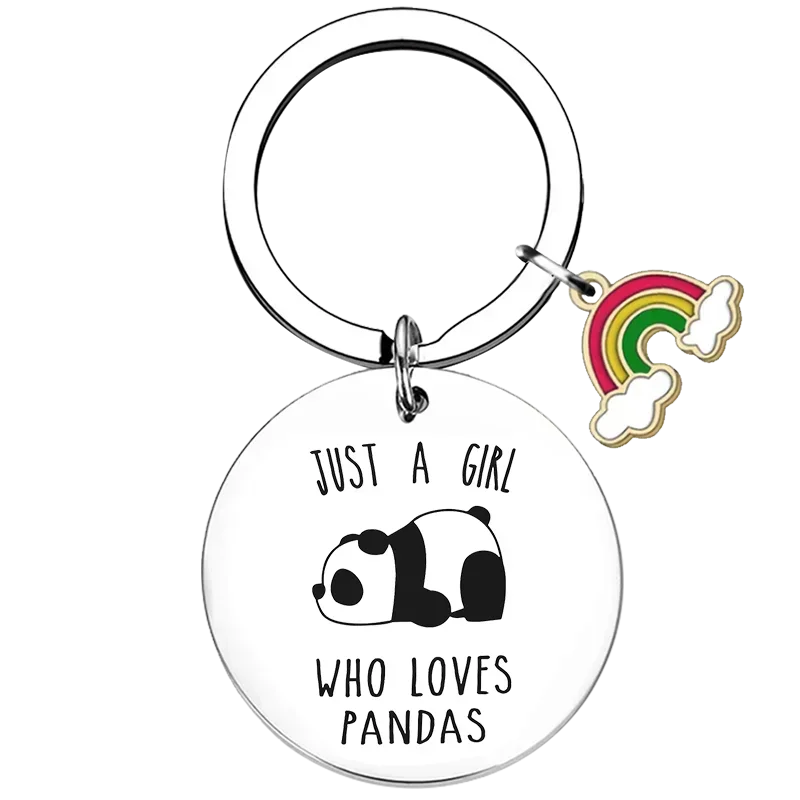 Hot Just A Girl Who Loves Pandas Key Chain Ring Panda Bear keychains pendant Panda Bear Lover Gift