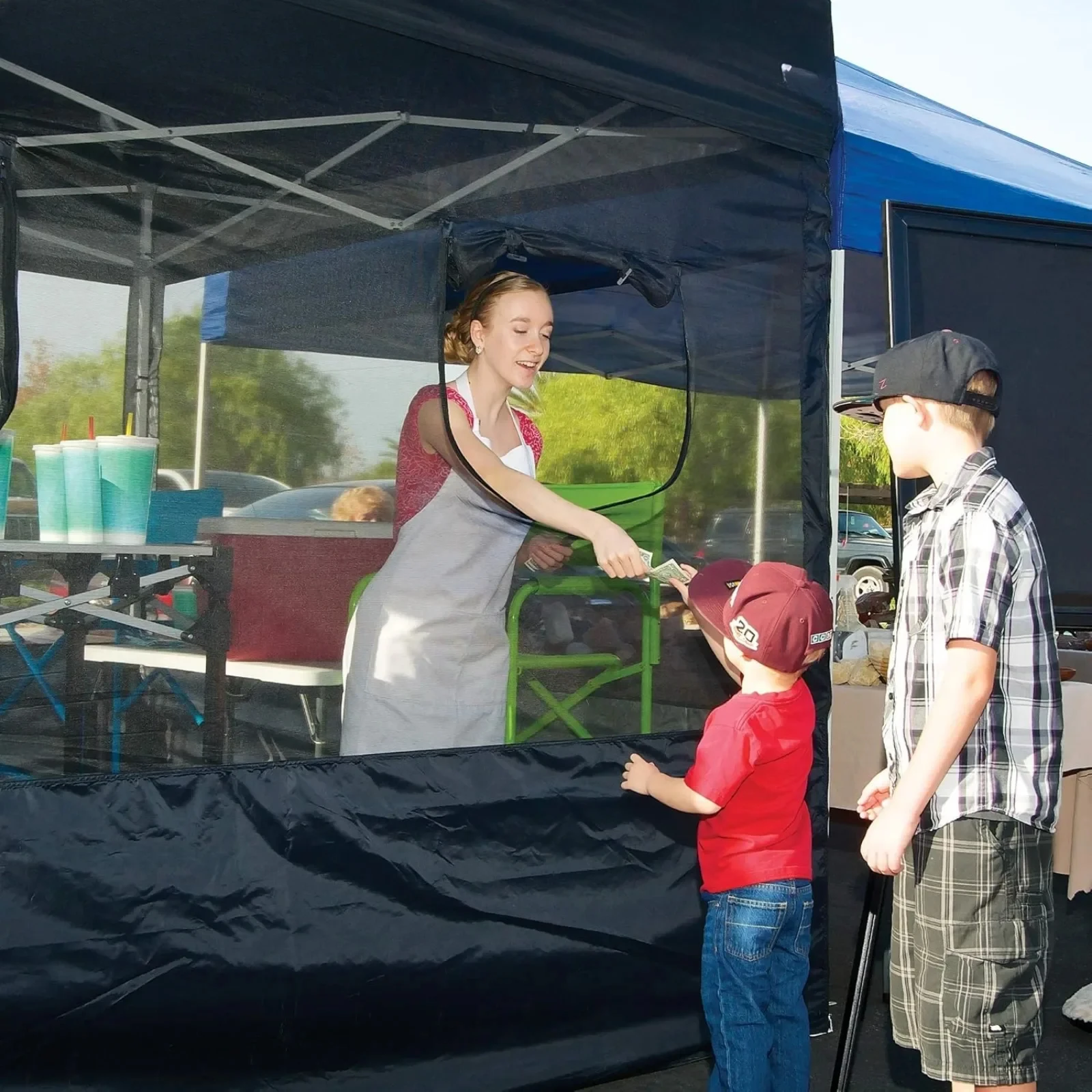 US  Food Booth Sidewall Kit,Set of 4, Fits 10' x 10' Straight Leg Canopy(Canopy/Shelter NOT Included),Includes 2 Roll-Up Serving