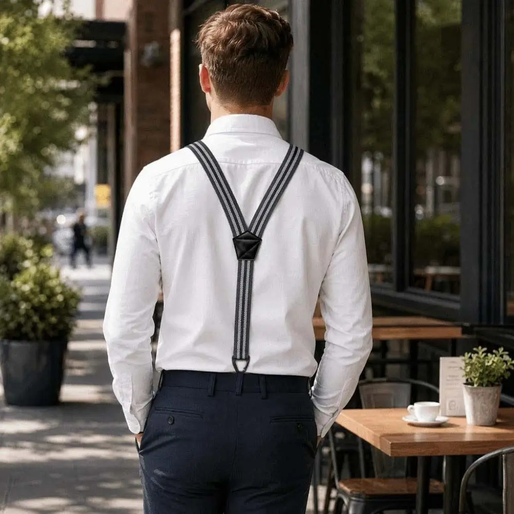 Elastic Men Work Suspenders Y-back Adjustable Heavy Duty Suspenders Convenient with 3 Snap Loop Wide Trouser Pants Braces Daily