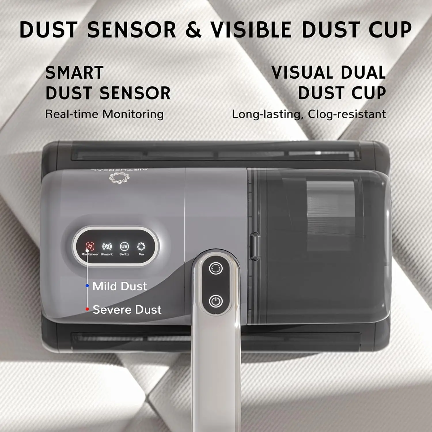 Aspirateur pour matelas M1, aspirateur de lit 6 en 1 avec vibration haute fréquence – Rotation double rouleau de brosse de 80 000 tr/min, lumière UV-C, 14