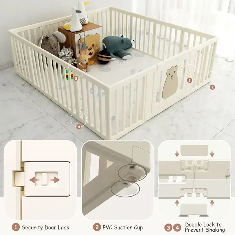 Kids Cribs Baby Playpen for Children with Mat Large Playard for Toddler