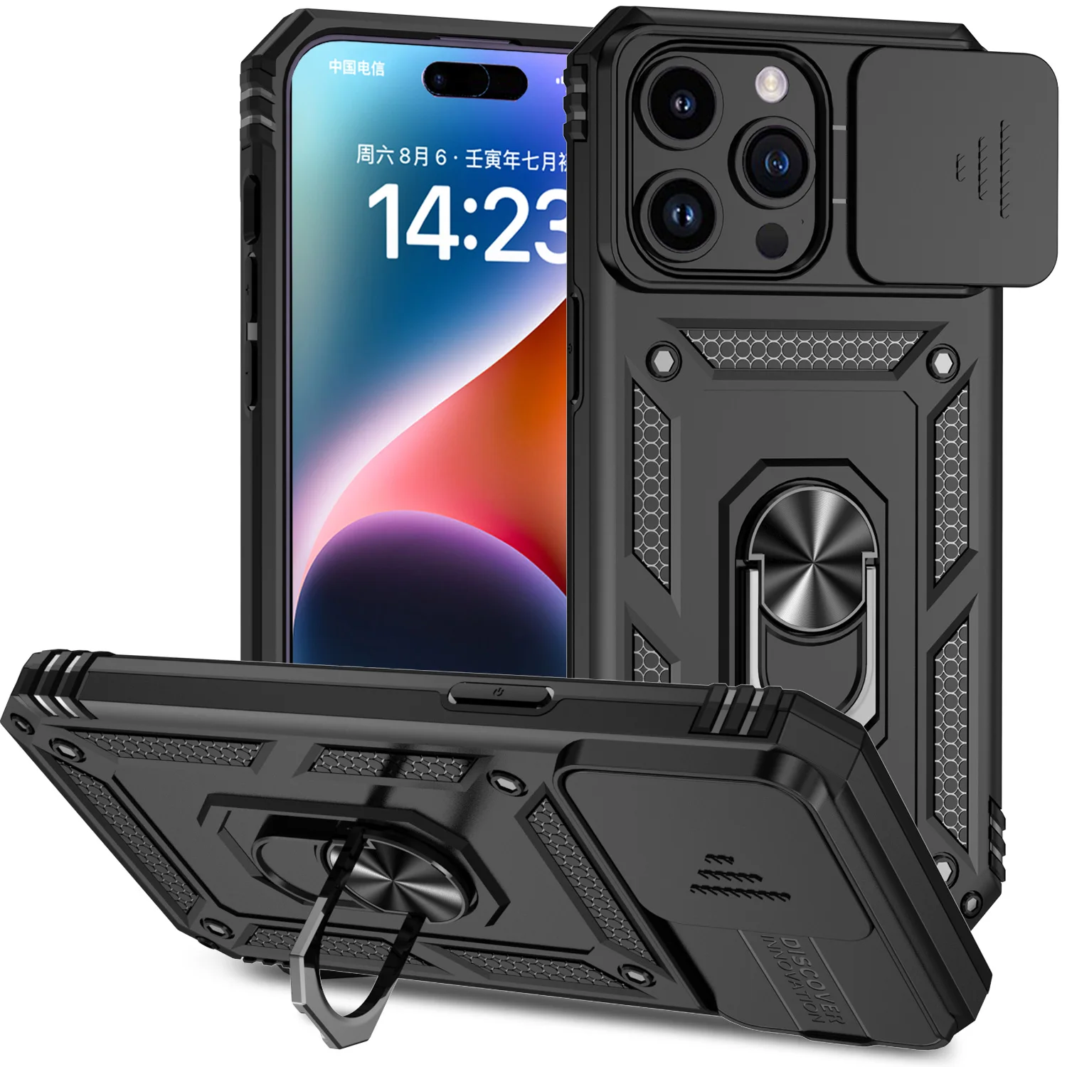 Coque antichoc avec protection coulissante pour objectif d'appareil photo pour iPhone 16 15 14 13 12 11 Pro Max 17 16 Plus 15 Plus 14 Plus 17e 16e