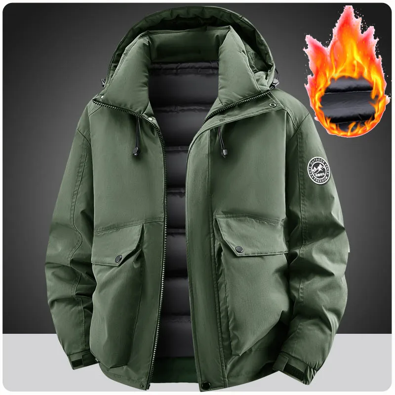 Plus Size 7XL 8XL Casual Cotton-padded Jacket Men Winter hoodies Women Multi-pocket Windbreakers Cargo Coats Parkas Men Clothing