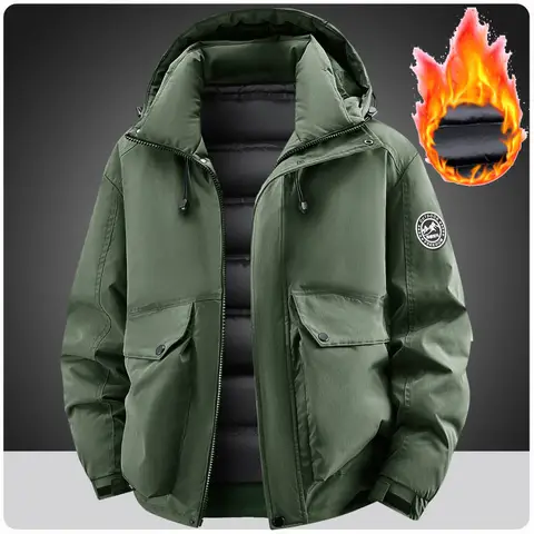 Plus Size 7XL 8XL Casual Cotton-padded Jacket Men Winter hoodies Women Multi-pocket Windbreakers Cargo Coats Parkas Men Clothing
