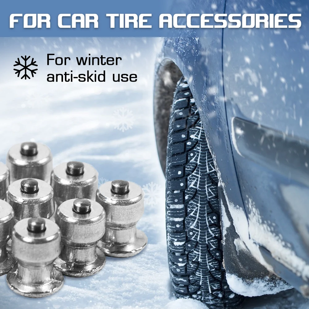 ﻿   สตั๊ดยางรถยนต์สำหรับฤดูหนาว 100 ชิ้น ขนาด 8x10 มม. สกรูติดยางกันลื่นสำหรับหิมะ ใช้ได้กับล้อรถ ATV รถจักรยานยนต์ และรองเท้า