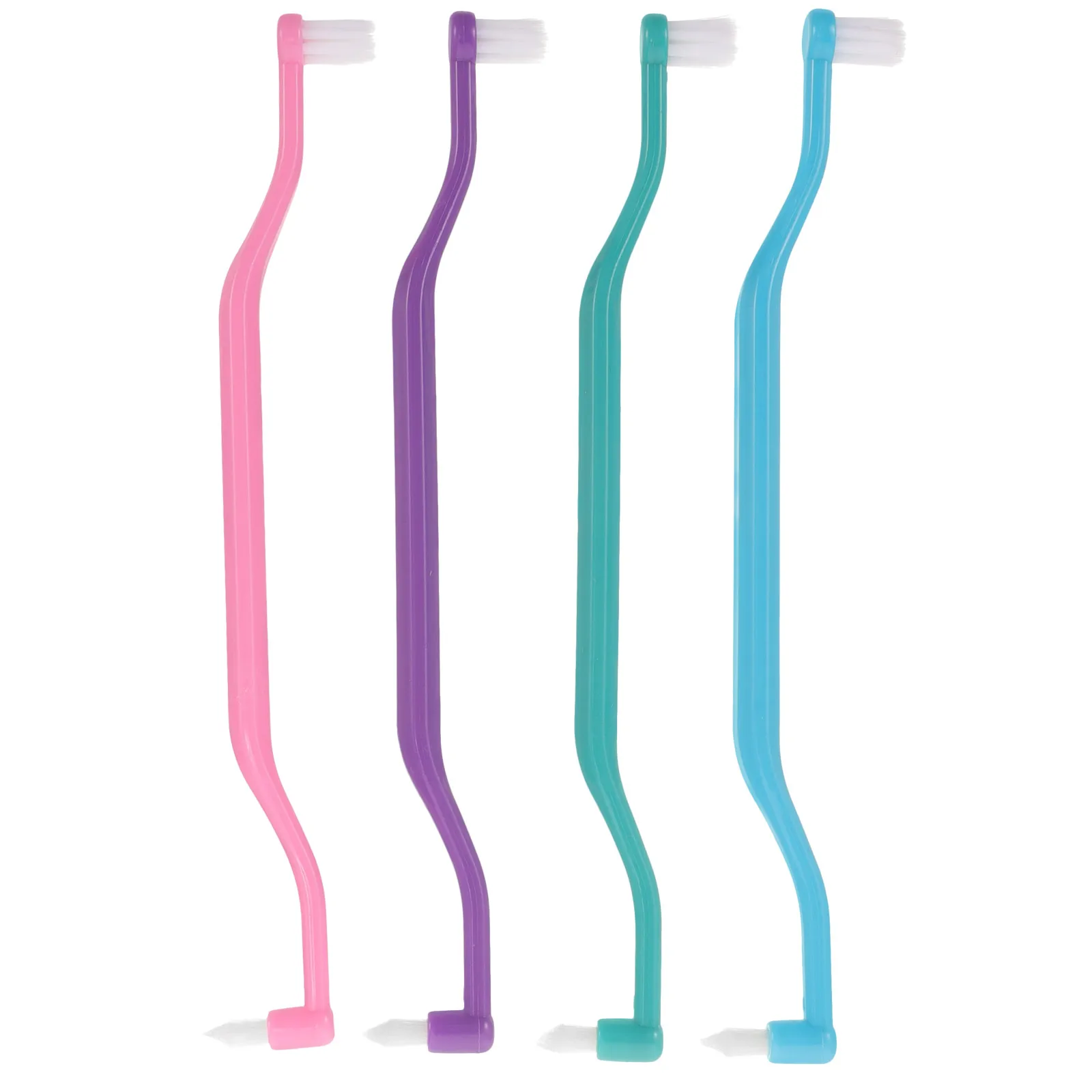 

4 Pcs Double Headed Toothbrush Ergonomic Interspace Manual Travel Compact Wear Resistant Tapered Daily Brush Home