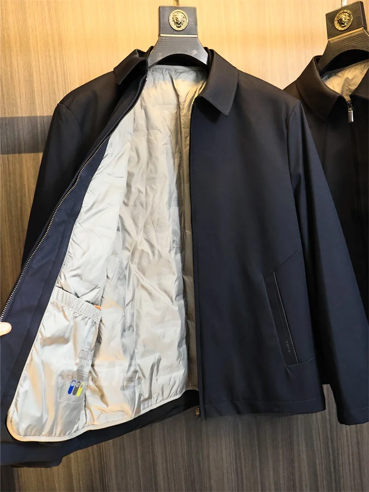 Detachable down Inner  Casual Men's down Jaet Faionable Urban Sle Youth Regular Length Pure Color Versatile Autum...