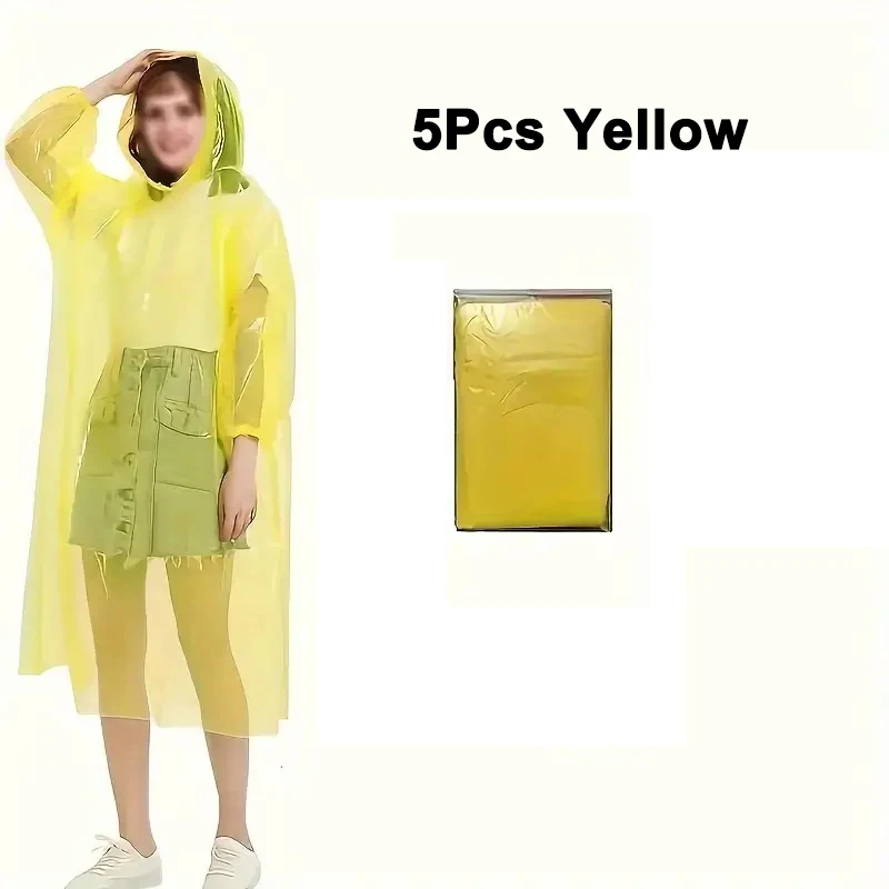 5Pcs Disposable Waterproof Raincoat Outdoor Hiking Mountain Travel Emergency Portable Poncho Compact Rainwea