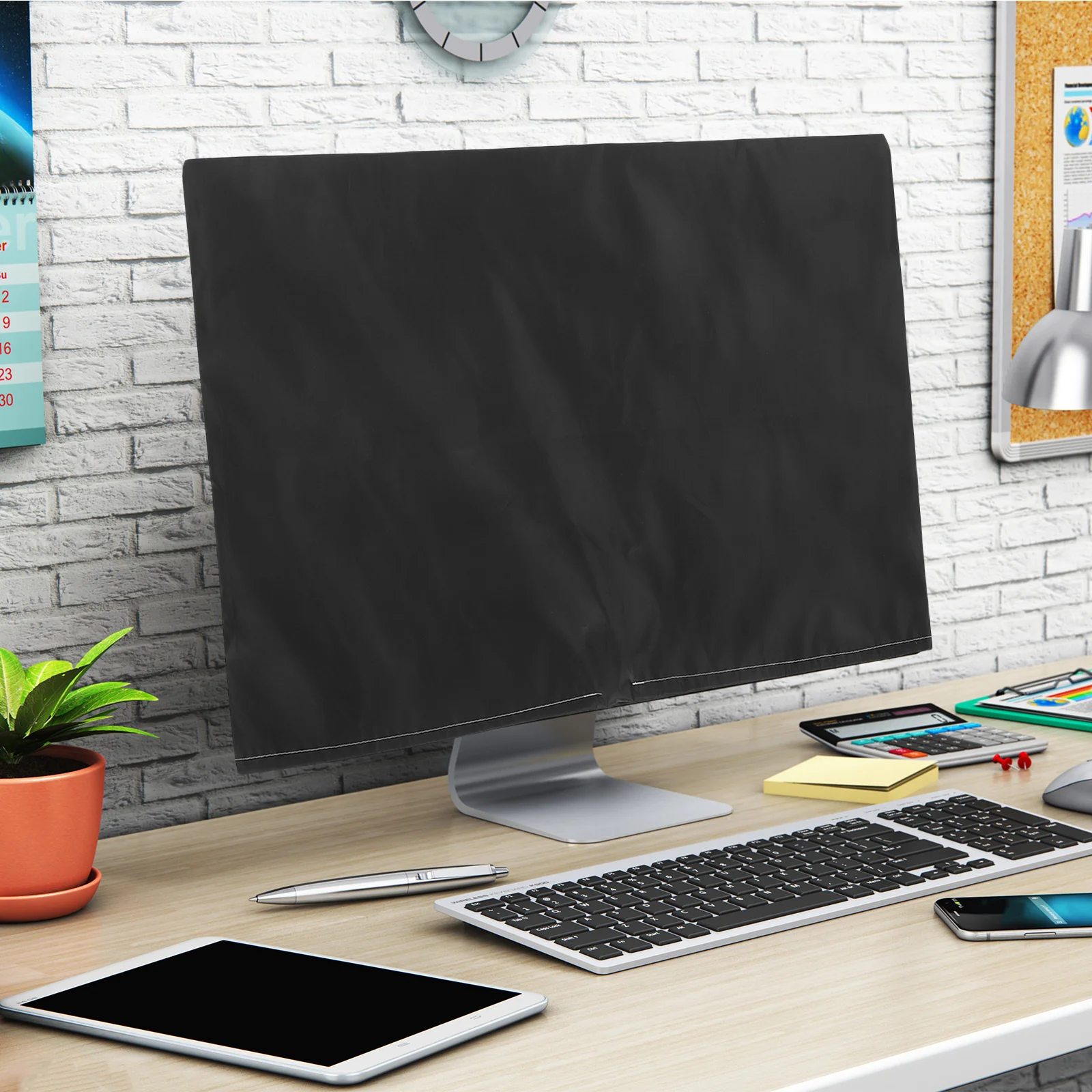 

23-25 Inch Computer Monitor Dust Cover Oxford Cloth Black Desktop Screen Protective Sleeve Anti-Static Display Panel Protector