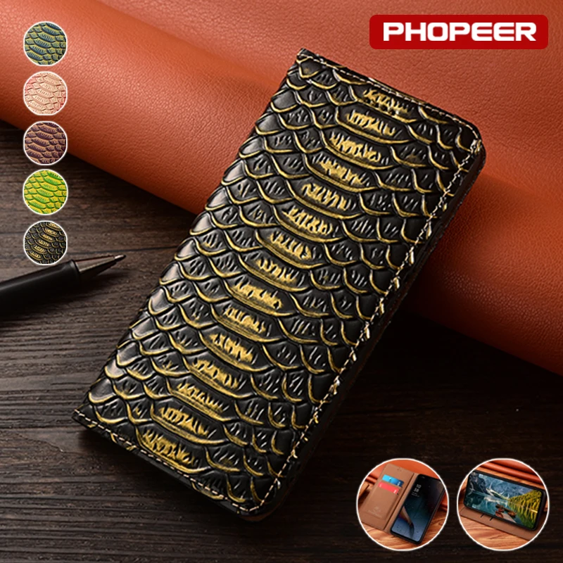 

Crocodile Genuine Leather For Umidigi Bison NFC 2021 X10 Pro GT2 X10S X10G Business Phone Cover Cases