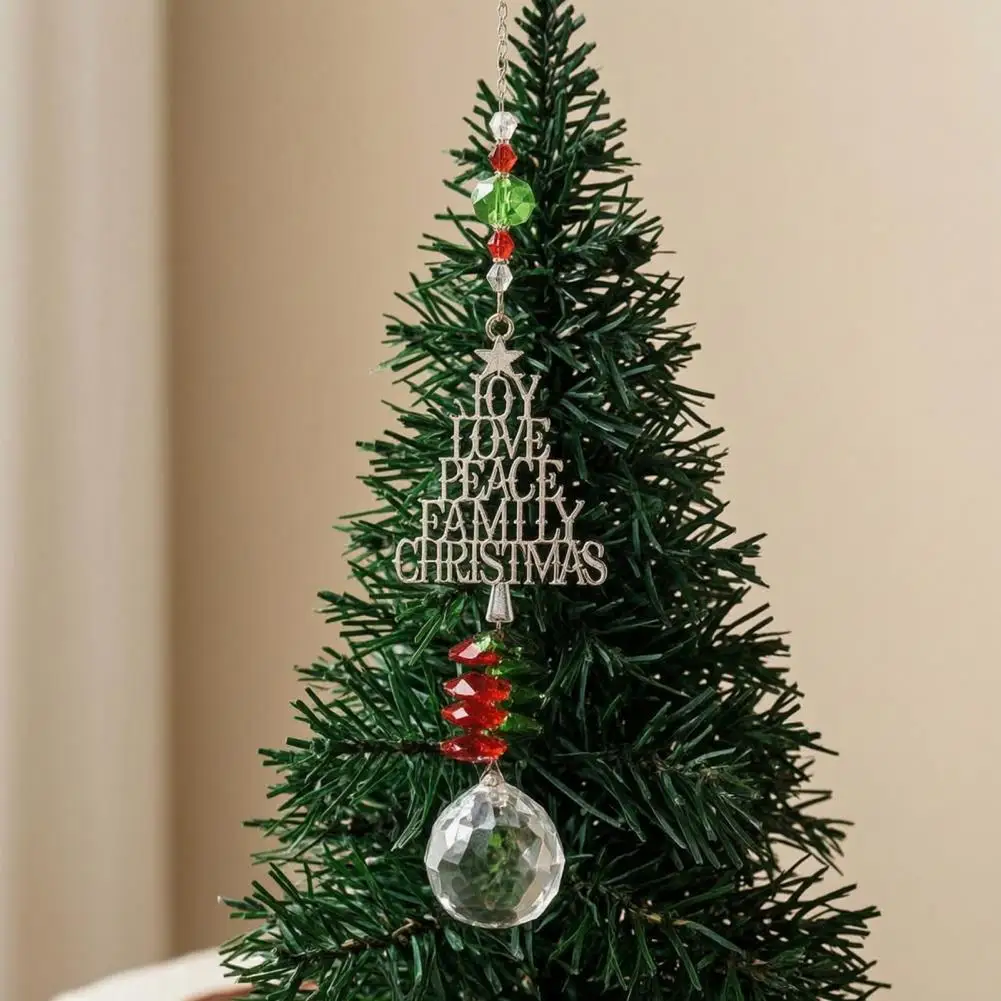 Transparent Glass Sun Christmas Tree Sun Ornament Faux Rainbow Maker Glitter Glass Hanging Decoration for Holiday for Window