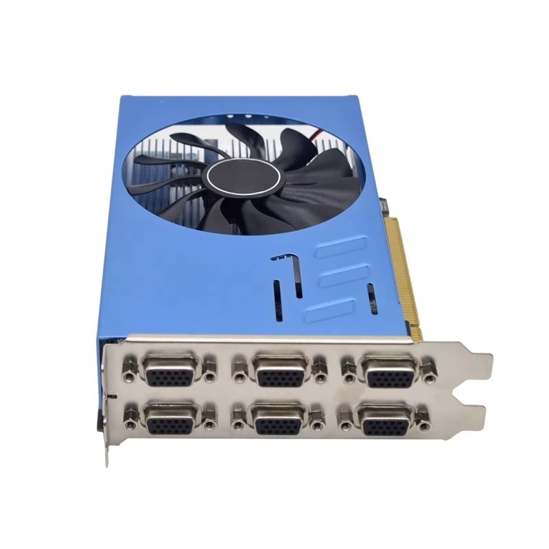 R7 350 4G 6HDMI/VGA بطاقة رسومات مدمجة بشاشة كبيرة لتجارة الأسهم متعددة الشاشات مكونة من 6 شاشات