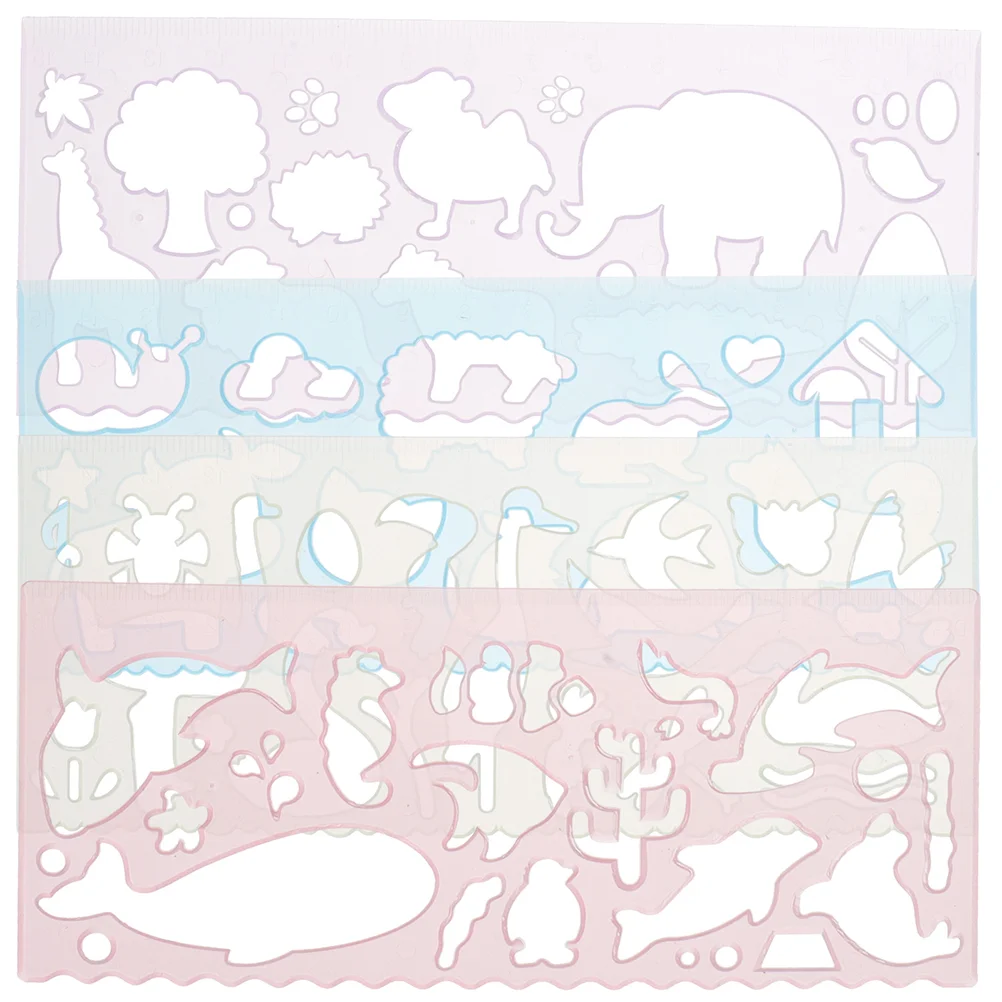 24 Pcs Animal Drawing Ruler Animals Paint Stencils Kids Painting Template Pp for Child