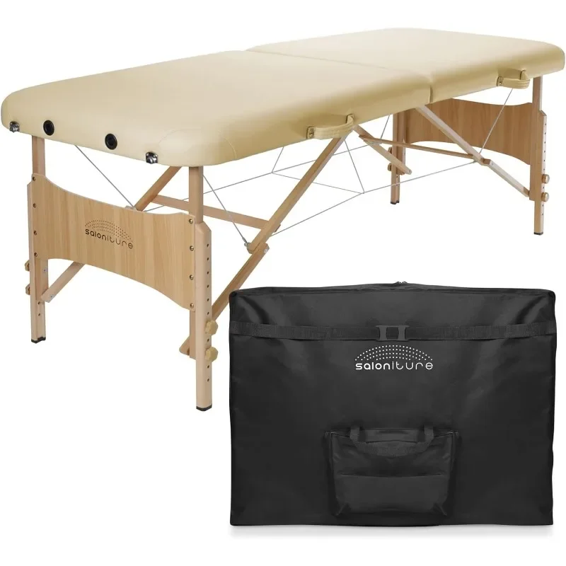 Saloniture Basic Portable Folding Massage Table - Cream