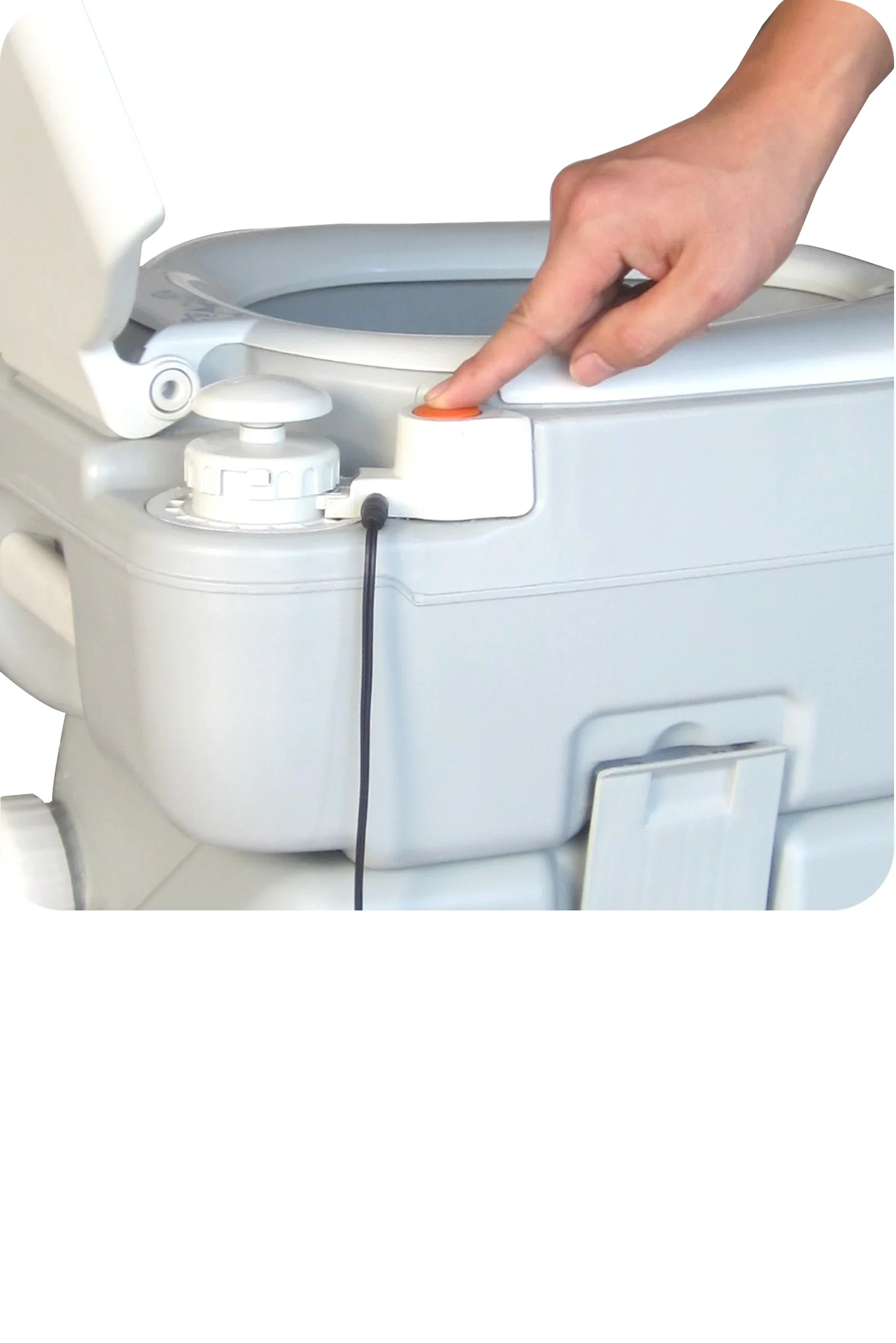 China wholesale Outdoors Electric Flush with larger bowl & air release button & air release button Portable Toilet