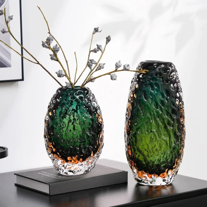 

Minimalist Emerald Heavy Art Glazed Vase Ornament Entrance Living Room Ornament Dining Table Crafts