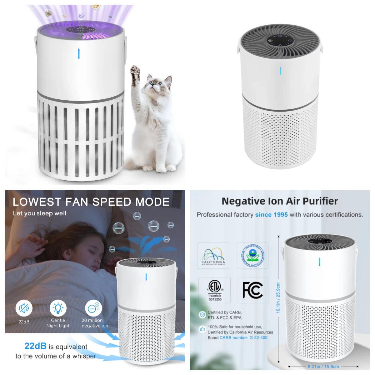 Smart Electric Air Purifier HEPA Filter Desktop Aromatherapy Cleaner for Large Room