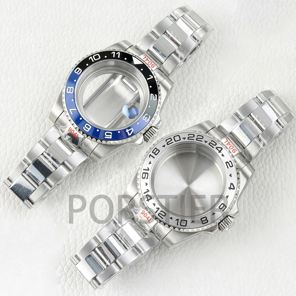 NH35 Case GMT Diving 40mm Watch Case Stainless Steel Oyster Polished Strap For Seiko NH34 NH35 NH36 NH38 Movement 28.5mm Dial