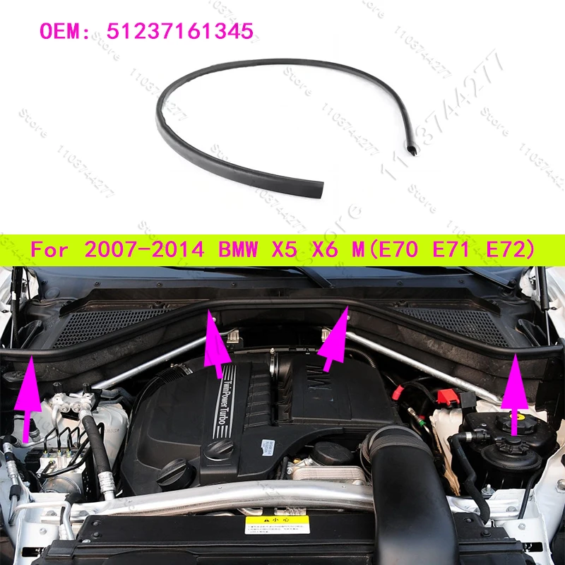 For 2007-2014 E70 E71 E72 BMW X5 X6 M Engine Hood Sealing Gasket 51237161345