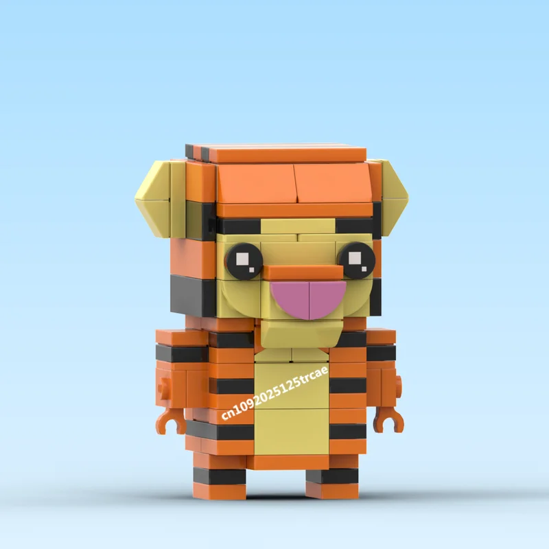 New Famous Animated Series Moc Winnied Bear Character Square Head Figures Model Blocks Diy Creative Ideas Kid Toys Birthday Gift