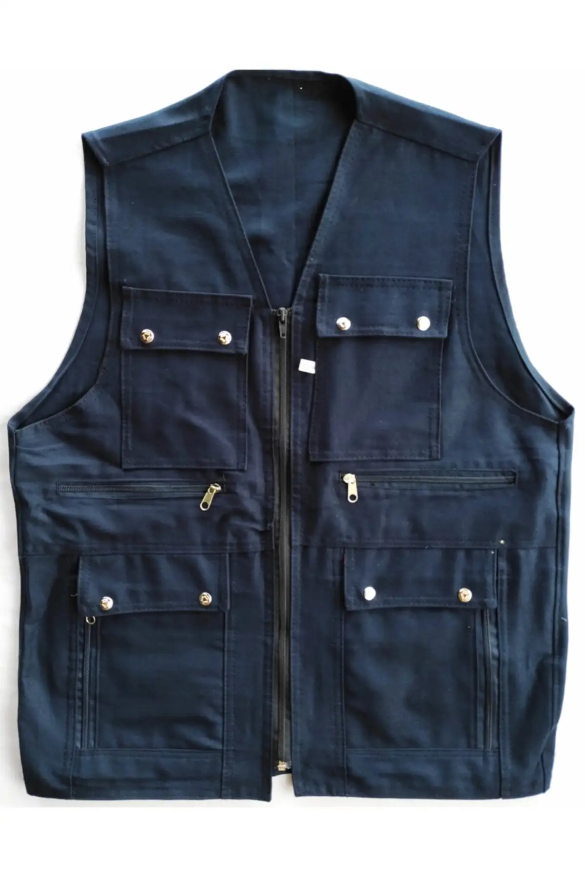 4xl 5xl 6xl Men 'S Linen Very Çepli Navy Blue Vest New Men 'S Casual Summer Large Size Sleeveless Vest Many Pockets Men multi-Pocket