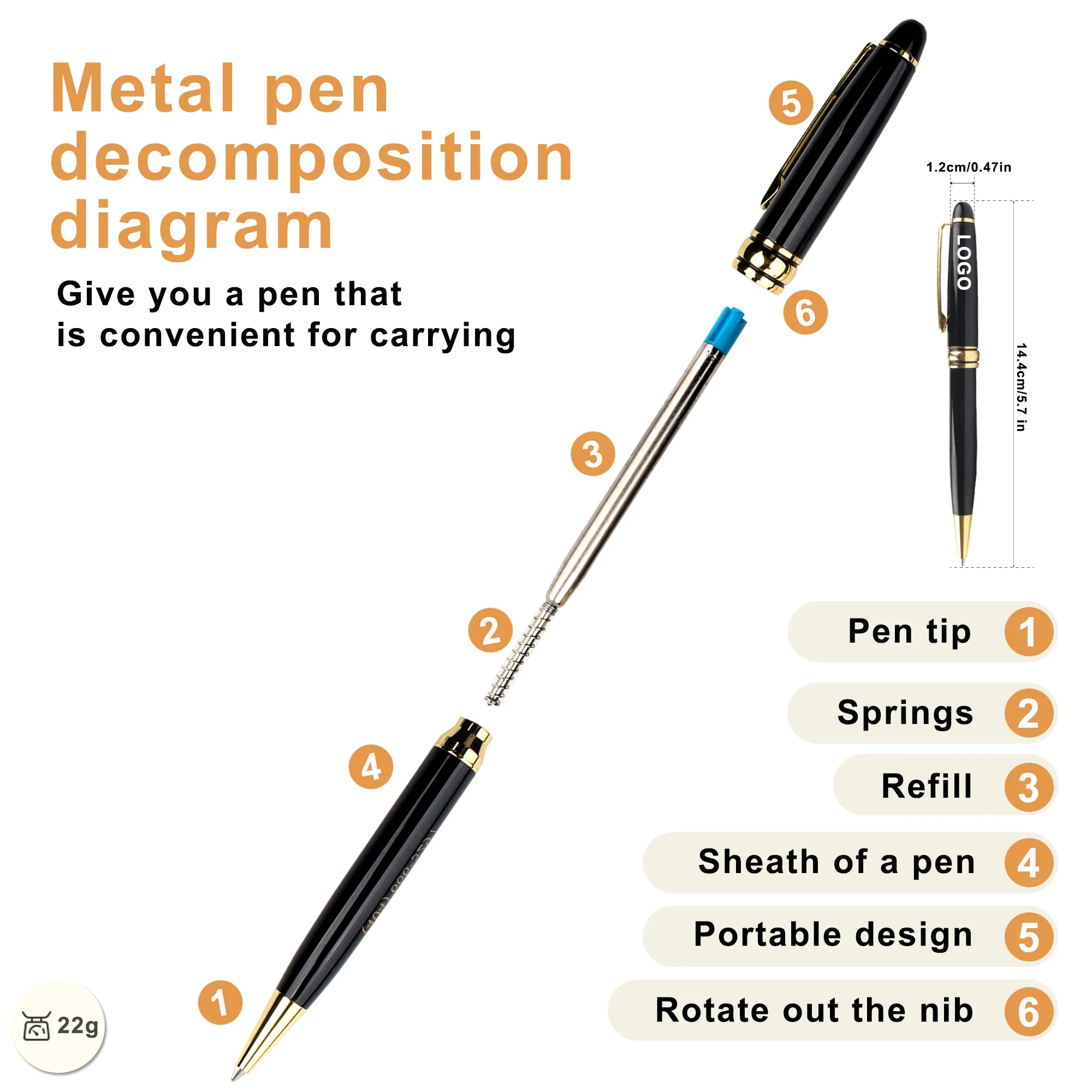 Writing Twist Hotel Branded Luxury Gift Promotion Ball Point Pen Heavy Advertising Personalized Metal Pens With Custom Logo