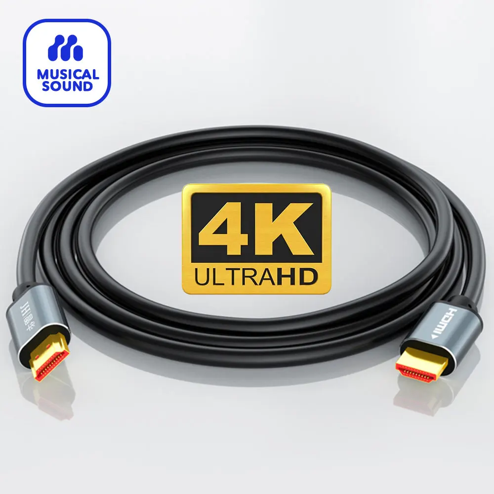 Cable compatible con HDMI 4K de alta velocidad, 2,0, chapado en oro, 4K, Ultra HD, para ordenador portátil, Monitor, PS5, PS4, Xbox